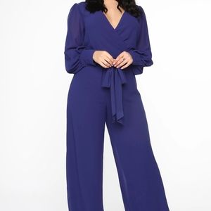 Moonshine Chiffon Jumpsuit - Navy Blue